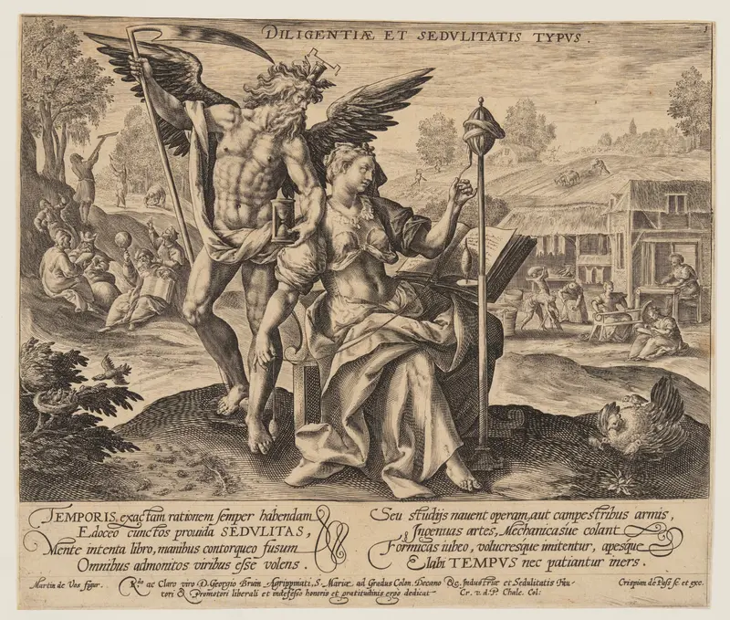 Diligentiae et Sedulitatis Typus, from Time with Virtues and Vices Wall Art by Crispijn van de Passe, I - High-Resolution Digital Print