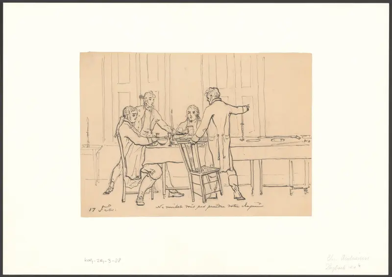 Diner met vier heren Wall Art by Christiaan Andriessen - High-Resolution Digital Print