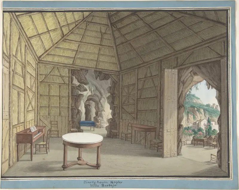 Dining Room, Villa Barbaja, Naples Wall Art by Anonymous, British, 19th century - High-Resolution Digital Print