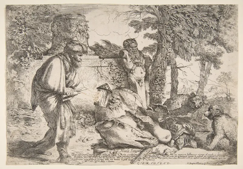 Diogenes searching for a honest man Wall Art by Giovanni Benedetto Castiglione (Il Grechetto) - High-Resolution Digital Print
