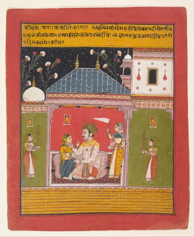 Dipak Raga: Folio from a Ragamala Series (Garland of Musical Modes) Wall Art by Unknown - High-Resolution Digital Print