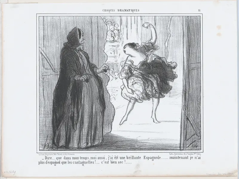 Dire que dans mon temps, moi aussi..., from Croquis Dramatiques, published in Le Charivari, January 24, 1857 Wall Art by Honoré Daumier - High-Resolution Digital Print