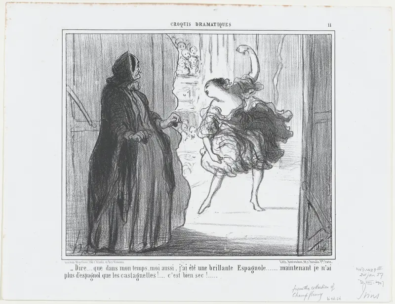 Dire que dans mon temps, moi aussi..., from Croquis Parisiens, published in Le Charivari, January 24, 1857 Wall Art by Honoré Daumier - High-Resolution Digital Print