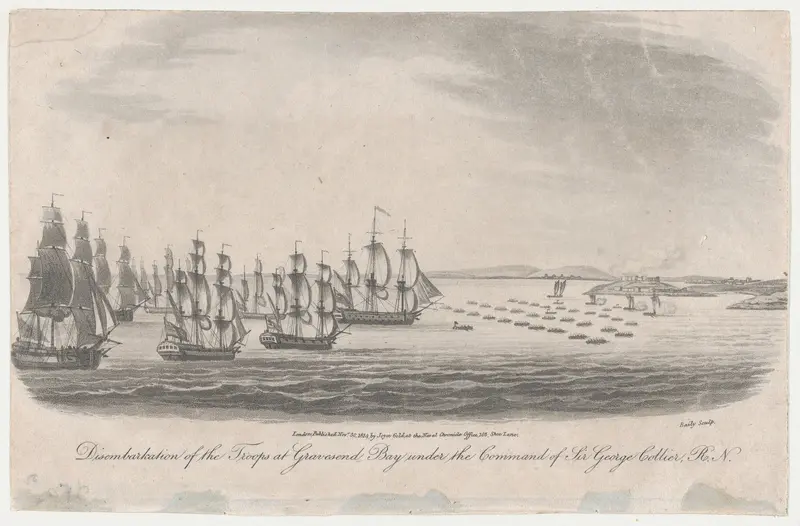 Disembarkation of the Troops at Gravesend Bay under the Command of General Collier, R.N. (August 22, 1776) Wall Art by John Baily - High-Resolution Digital Print