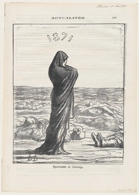 Dismayed with her legacy, from 'News of the day,' published in Le Charivari, January 11, 1871 Wall Art by Honoré Daumier - High-Resolution Digital Print