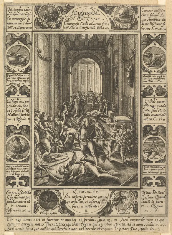 Dissension in the Church (Dissidium in Ecclesia) Wall Art by Hendrick Goltzius - High-Resolution Digital Print