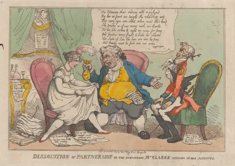 Dissolution of Partnership, or the Industrious Mrs. Clarke Winding Up Her Accounts Wall Art by Thomas Rowlandson - High-Resolution Digital Print