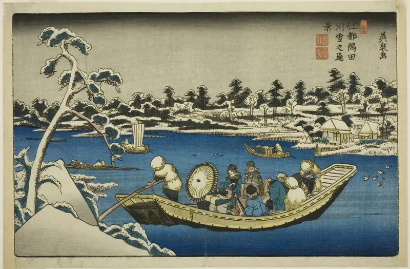 Distant View of Snow on the Sumida River in Edo
