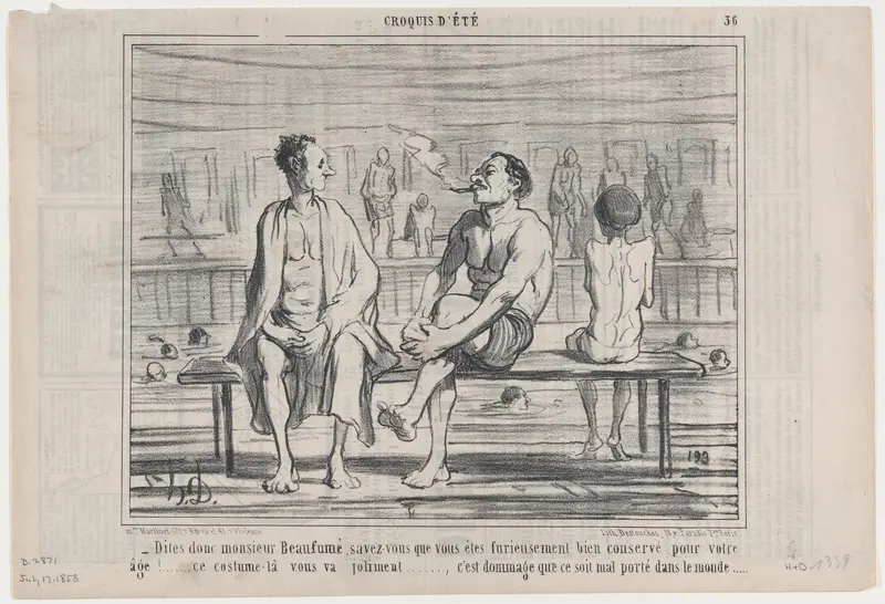 Dites donc monsieur Beaufumé..., from Croquis d'Été, published in Le Charivari, July 17, 1858 Wall Art by Honoré Daumier - High-Resolution Digital Print