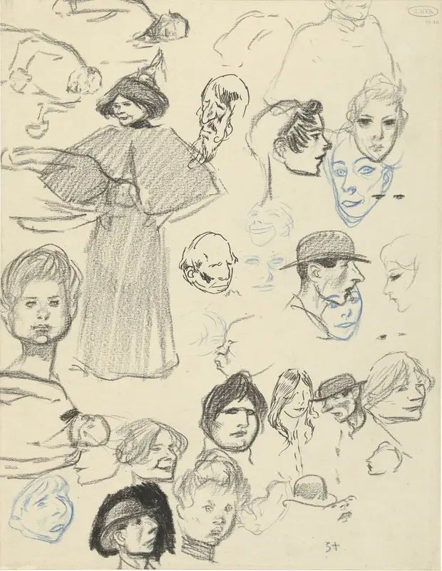 Diverse portret- en figuurstudies van vrouwen en mannen Wall Art by Théophile Alexandre Steinlen - High-Resolution Digital Print