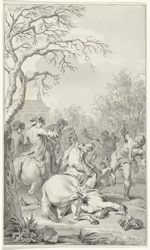 Dodelijke val van Willem III van zijn paard, 4 maart 1702 Wall Art by Unknown - High-Resolution Digital Print