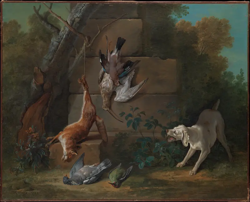 Dog Guarding Dead Game Wall Art by Jean-Baptiste Oudry - High-Resolution Digital Print