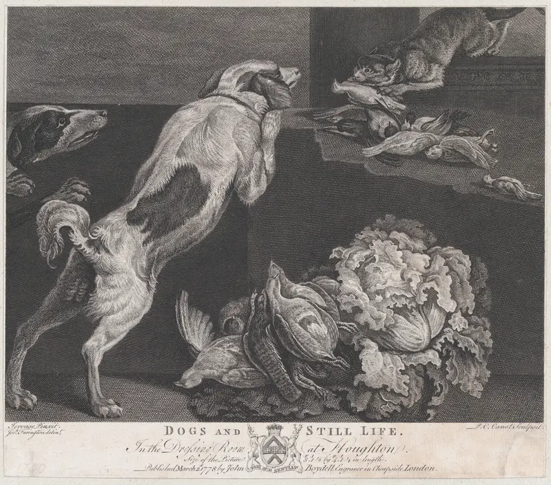 Dogs and Still Life Wall Art by Pierre Charles Canot - High-Resolution Digital Print