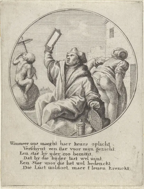 Dokter bespiedt met een spiegel het achterwerk van een vrouw Wall Art by Wenceslaus Hollar - High-Resolution Digital Print