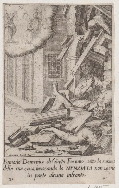 Domenico di Giusto, from Scelta d'Alcuni Miracoli e Grazie della Santissima Nunziata di Firenze (Selection of Some Miracles and Graces that Occurred in the Church of the Annunziata in Florence) Wall Art by Jacques Callot - High-Resolution Digital Print