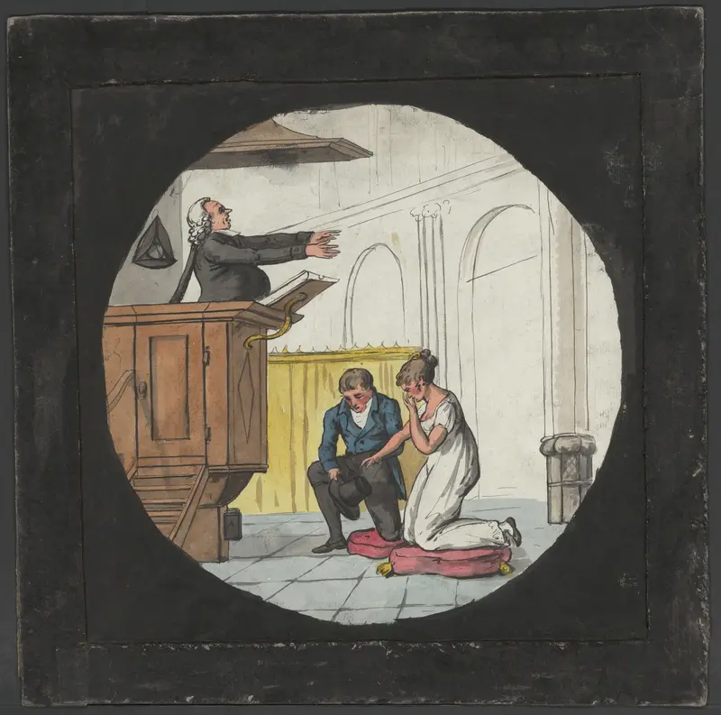 Dominee en knielend paar Wall Art by Unknown - High-Resolution Digital Print