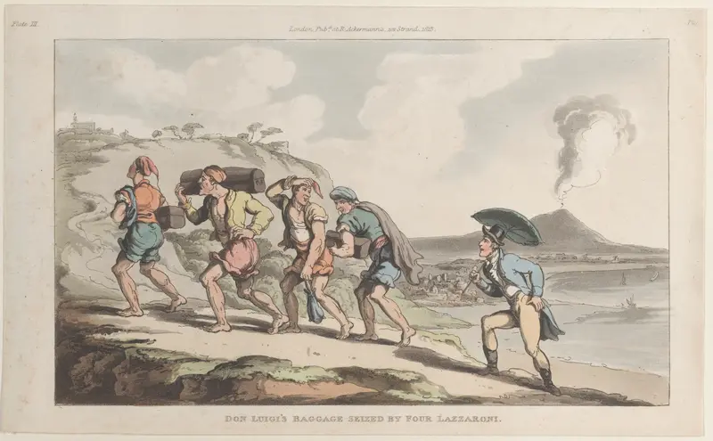 Don Luigi's Baggage Seized by Four Lazzaroni Wall Art by Thomas Rowlandson - High-Resolution Digital Print