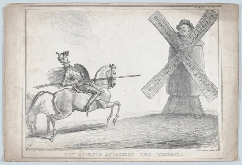 Don Quixote Attacking the Windmill Wall Art by John Doyle - High-Resolution Digital Print
