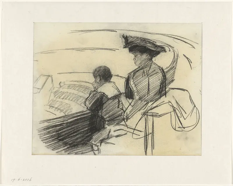 Donkere vrouw met haar zoon bij het circus Wall Art by Isaac Israels - High-Resolution Digital Print