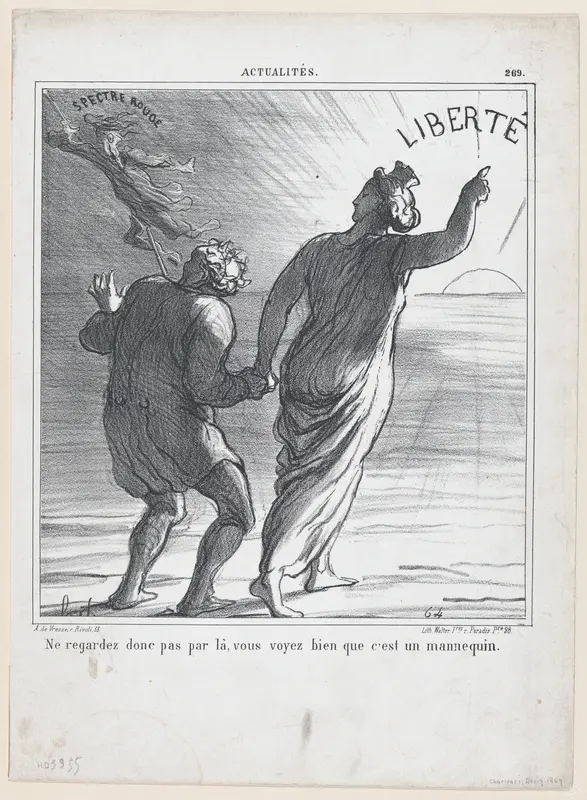 Don't look in that direction, don't you see that it's just a scare-crow, from 'News of the day,' published in "Le Charivari" Wall Art by Honoré Daumier - High-Resolution Digital Print