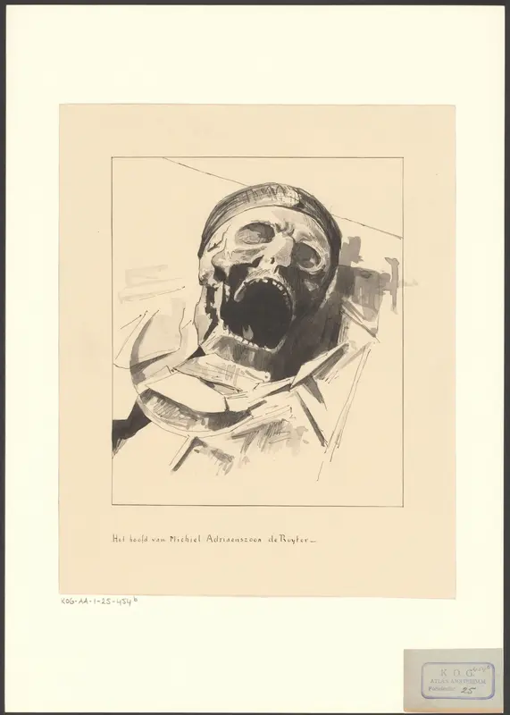 Doodshoofd van Michiel Adriaenszoon de Ruyter bij opening van de oude kist Wall Art by anonymous - High-Resolution Digital Print