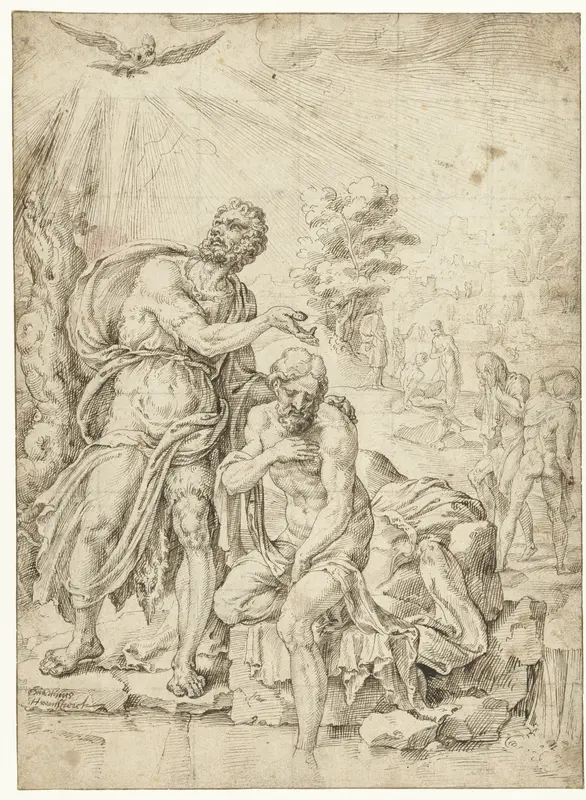 Doop van Christus Wall Art by Maarten van Heemskerck - High-Resolution Digital Print