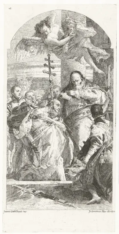 Doop van keizer Constantijn de Grote door paus Silvester Wall Art by Giovanni Domenico Tiepolo - High-Resolution Digital Print