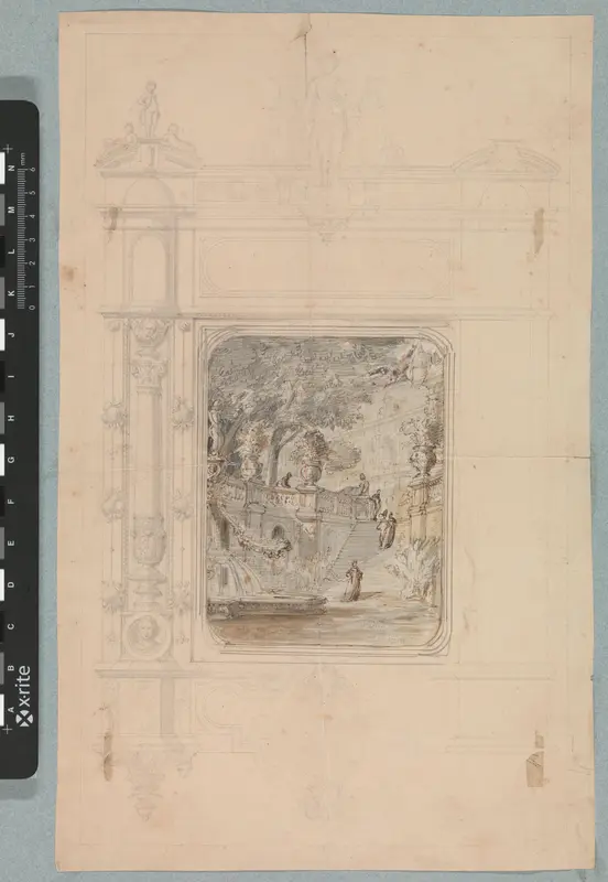Door figuren bekroonde lijst in renaissance-stijl Wall Art by Henri Cameré - High-Resolution Digital Print
