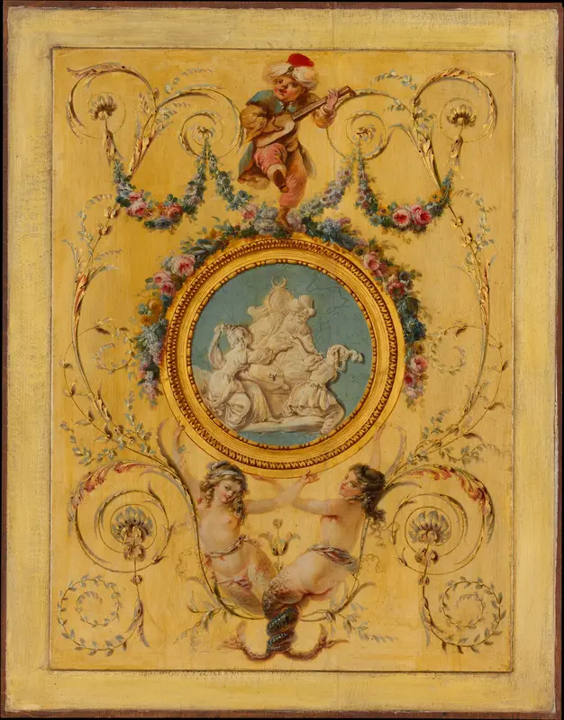 Door panel from the "Cabinet Turc" of Comte d'Artois at Versailles Wall Art by Jean -Siméon Rousseau de la Rottière - High-Resolution Digital Print