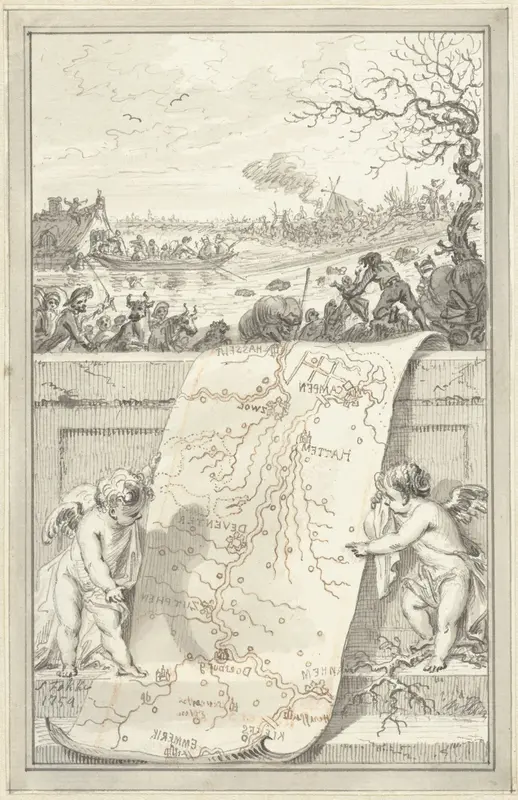 Doorbraak van de Rijn- en IJsseldijken, 1754 Wall Art by Simon Fokke - High-Resolution Digital Print
