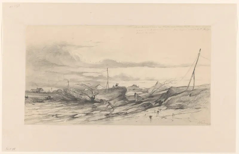 Doorbraak van de Westervoortsche dijk in den nacht van 5-6 maart 1855 Arnhem, uit het Felpsbroek te zien Wall Art by Jacobus Pelgrom - High-Resolution Digital Print