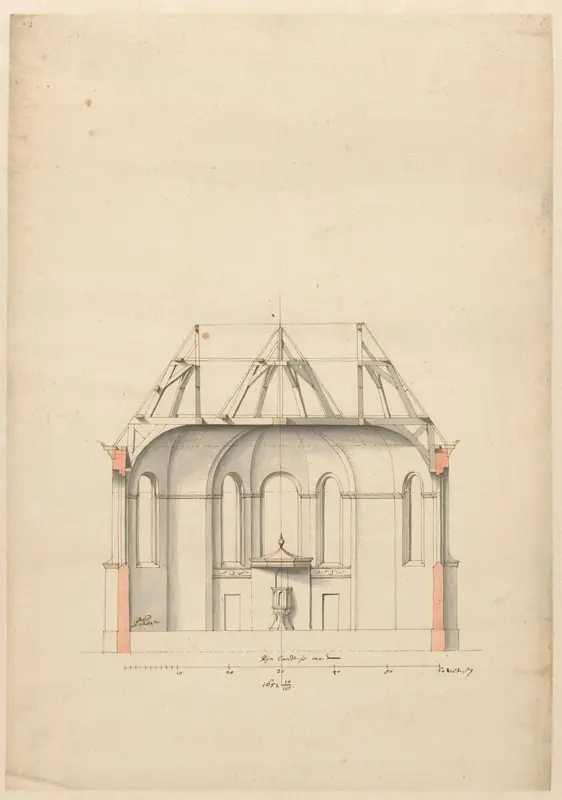 Doorsnede van een kerk Wall Art by Unknown - High-Resolution Digital Print