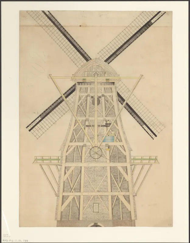 Doorsnede van een onbekende molen te Amsterdam Wall Art by anonymous - High-Resolution Digital Print