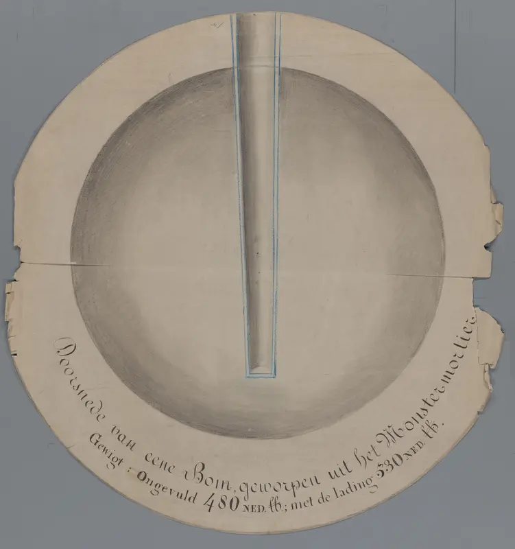 Doorsnede van eene Bom, geworpen uit het Monstermortier Wall Art by anonymous - High-Resolution Digital Print
