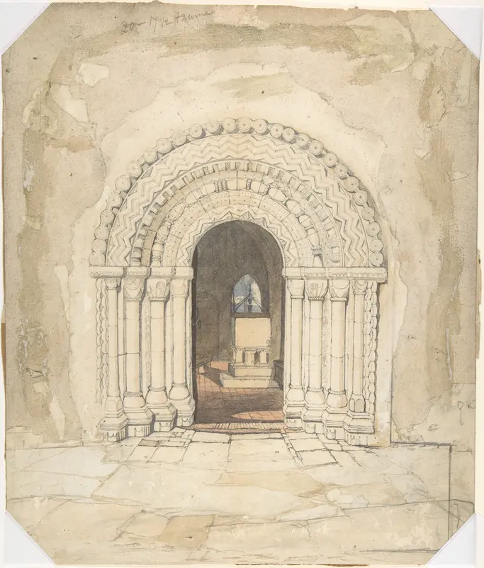 Doorway, Heckingham Church Wall Art by John Sell Cotman - High-Resolution Digital Print