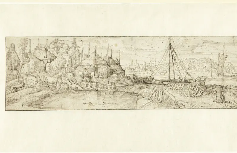 Dorp aan een rivier Wall Art by Jan van de Velde (II) - High-Resolution Digital Print