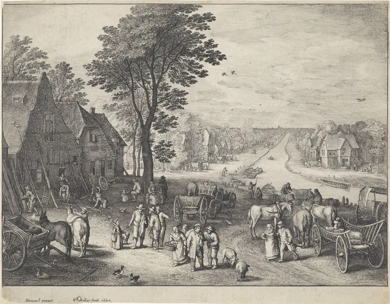 Dorpsgezicht met recht kanaal Wall Art by Unknown - High-Resolution Digital Print