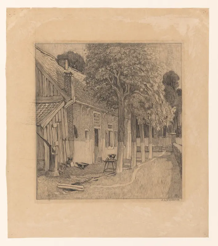 Dorpshuis, waarschijnlijk te Laren Wall Art by Jacobus Gerardus Veldheer - High-Resolution Digital Print