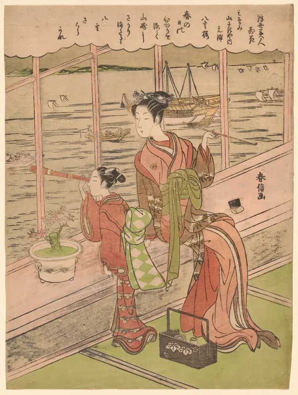 Double-Flowered Cherry: Motoura of the Minami Yamasakiya (Minami Yamasakiya uchi Motoura, Yaezakura), from the series "Beauties of the Floating World Compared to Flowers (Ukiyo bijin hana ni yosu)"