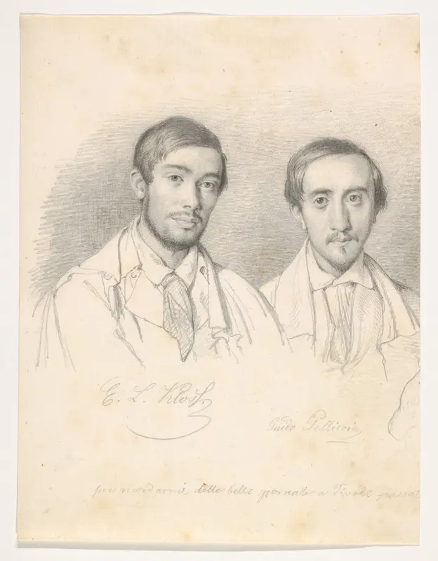 Double Portrait of the Artists E.F. Kloss and G. Pellicia Wall Art by Wilhelm Marstrand - High-Resolution Digital Print
