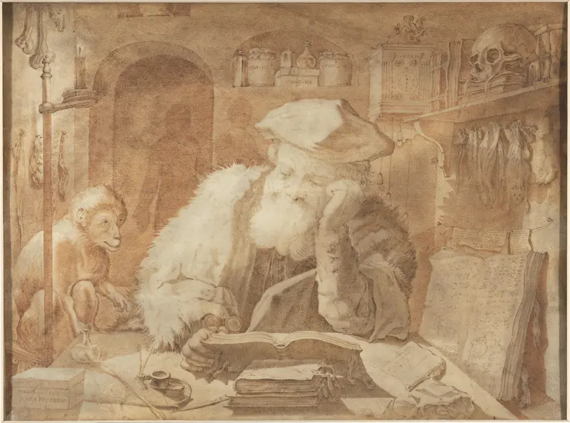 Dr. Faust in zijn studeervertrek Wall Art by Adriaen Matham - High-Resolution Digital Print