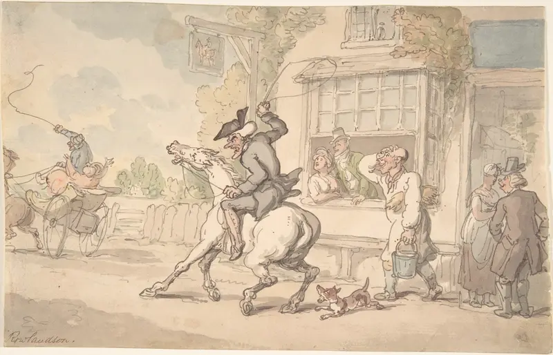 Dr. Syntax with a Balky Horse Before an Inn Wall Art by Thomas Rowlandson - High-Resolution Digital Print