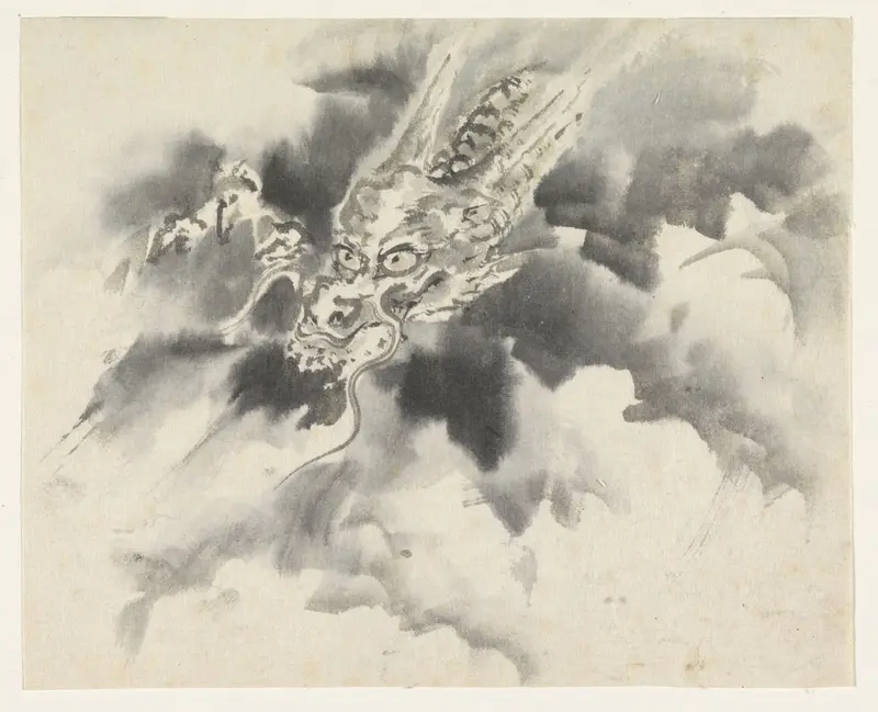 Draak en wolken Wall Art by Utagawa Kuniyoshi - High-Resolution Digital Print