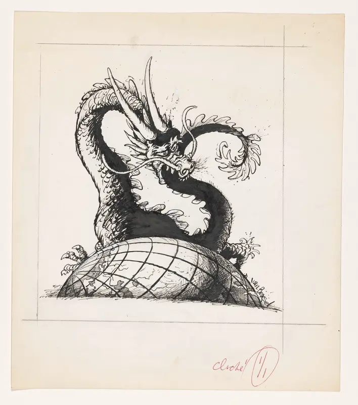 Draak op de wereldbol Wall Art by Unknown - High-Resolution Digital Print