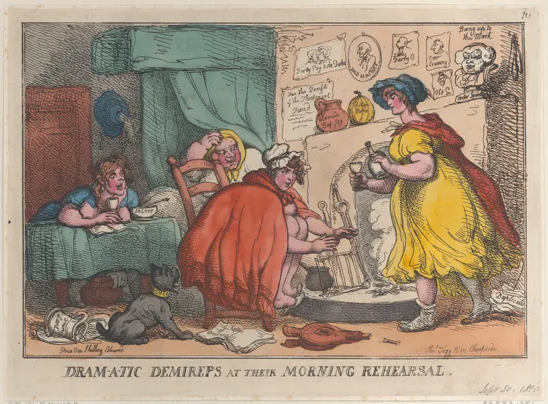 Dram-a-tic Demireps at their Morning Rehearsal Wall Art by Thomas Rowlandson - High-Resolution Digital Print