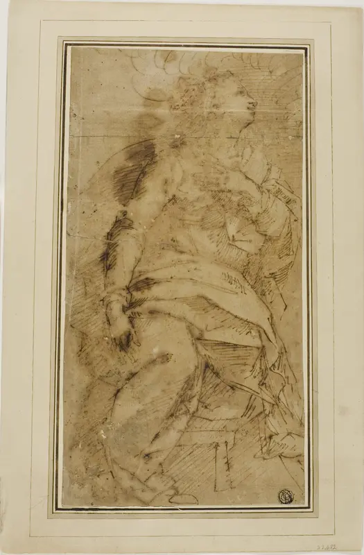 Draped Female Figure Wall Art by Guglielmo Caccia - High-Resolution Digital Print
