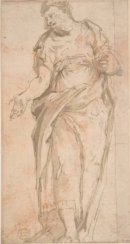 Draped Male Figure Gesturing Wall Art by Anonymous, Italian, Roman, 16th century - High-Resolution Digital Print