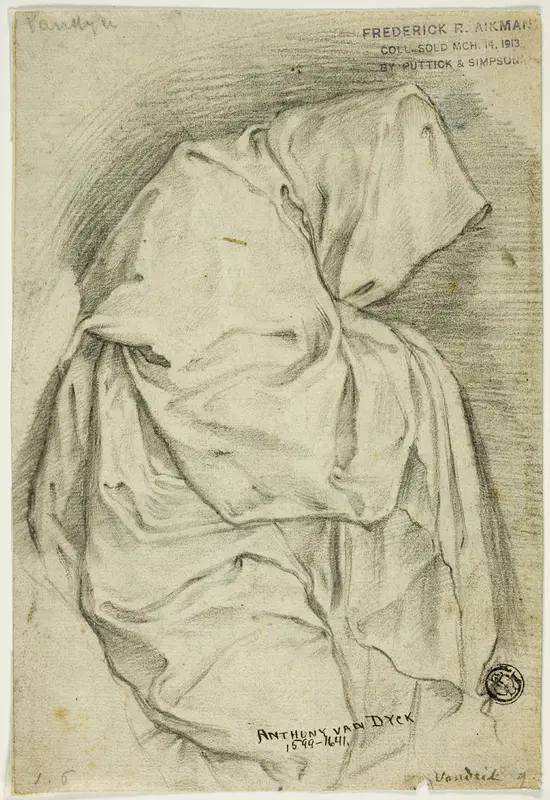 Draped with Hooded Figure (recto); Two Sketches of Swans in Water (verso) Wall Art by Anthony van Dyck - High-Resolution Digital Print