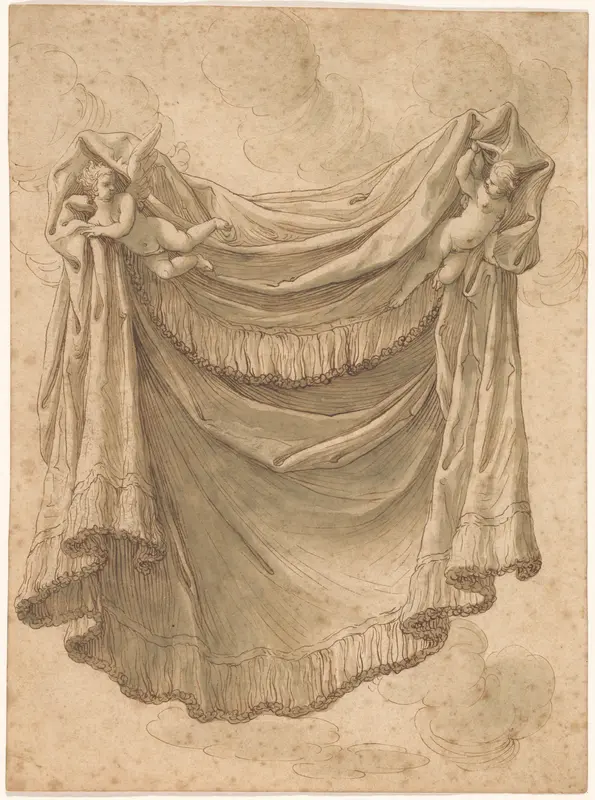 Draperie, gedragen door twee engelen Wall Art by anonymous - High-Resolution Digital Print