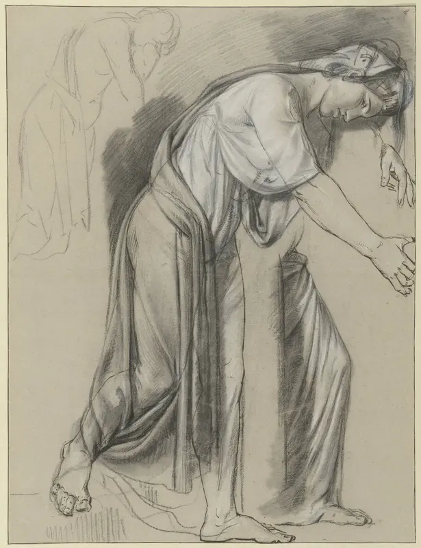 Draperiestudie van een voorovergebogen vrouw Wall Art by Jean Grandjean - High-Resolution Digital Print